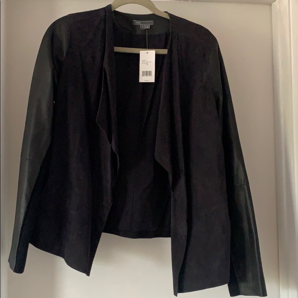 Vince leather/suede black jacket size L with tags